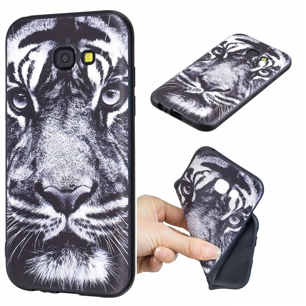 

For Samsung Galaxy A5 2017 Case Black 3D Relief Soft Silicone TPU For A52017 A 5 A520 A520F Phone Protective Back Cover Coque