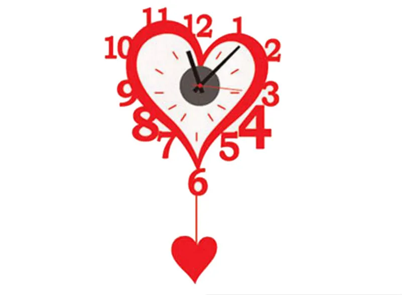 

DIY Big Red Heart Wall Clock Sticker Modern Style with 3D Wall Clocks for Kitchen Cafe Home Decoration Wall Clock Wall Sticker