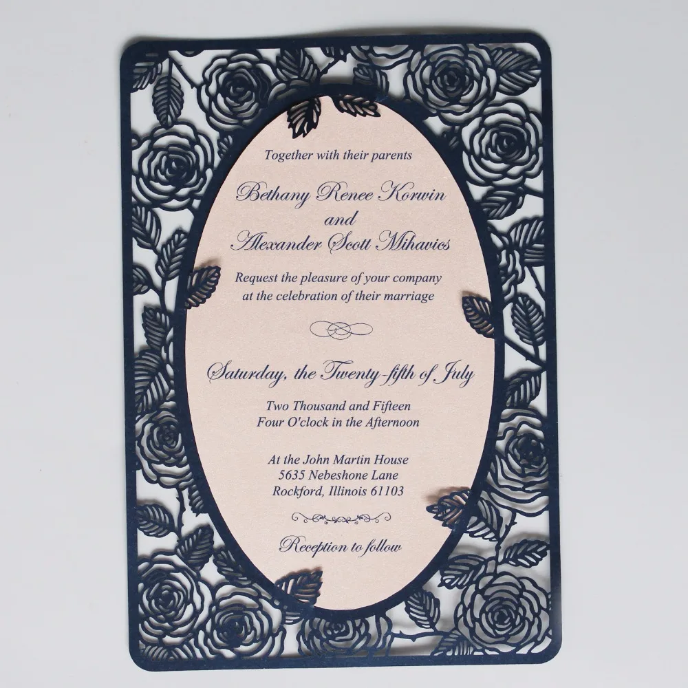 Navy Blue Wedding Invitation