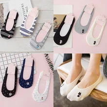 3 pairs Misszuing new spring and summer female socks cotton embroidery edging animal cats dog bear shallow boat socks