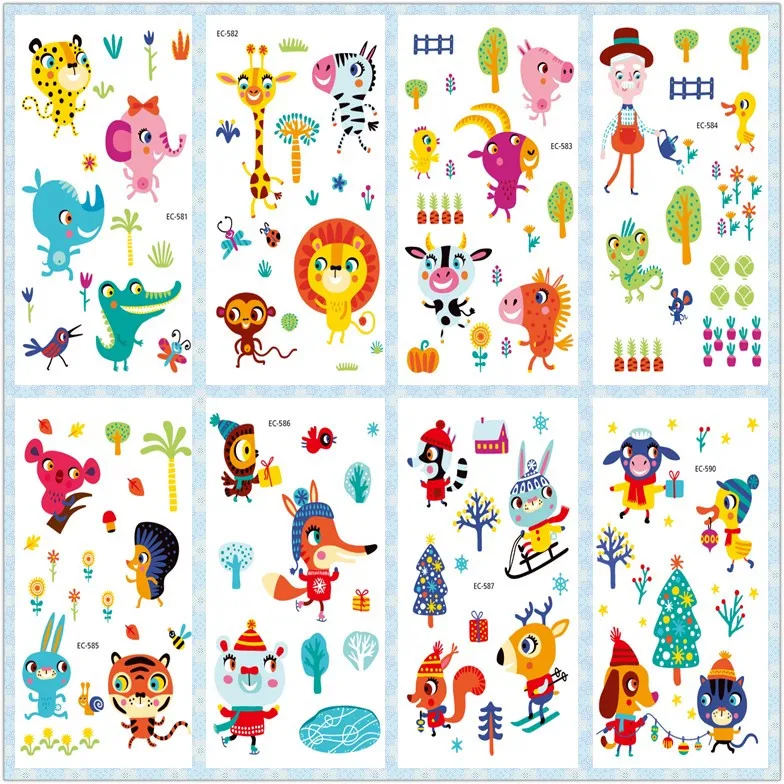 Rocooart الوشم الاطفال لطيف الكرتون الحيوان النمر وهمية taty خنزير فلاش tatuagem الطفل ملصقات الجسم فن الوشم المؤقت للماء