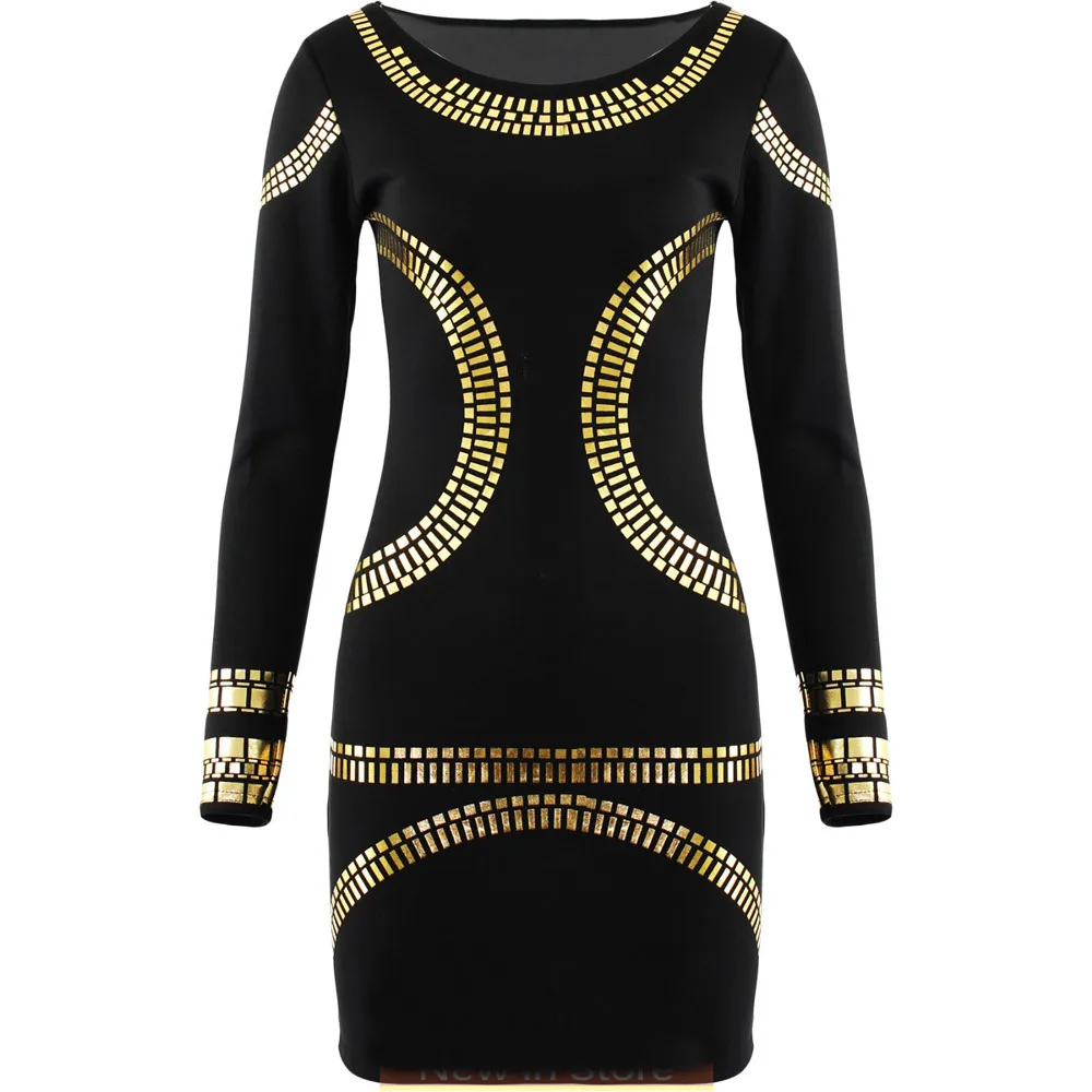 Adogirl Bandage Dress Women Celebrity Long Sleeve Sexy Party Gliding
