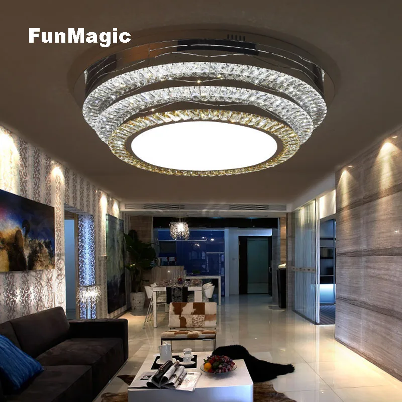 Us 352 75 35 Off Post Modern Round Living Room Led Ceiling Light Crystal Ceiling Lighting Bedroom Surface Mounted Fixture Lamp Stepless Dimming In
