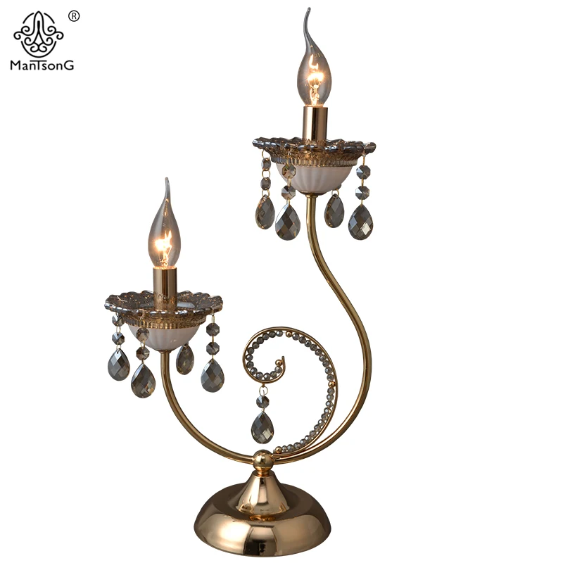New Golden Candle Table Lamps for Bedroom Luxury Crystal ...