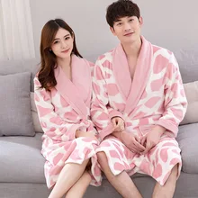 Теплый зимний халат, хлопковая Фланелевая пижама, парные халаты, кимоно, халат, одежда для сна, халаты для женщин, мужчин, домашняя одежда