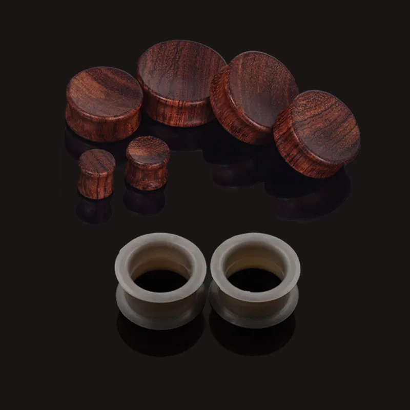 4pcs Plugs and Tunnels Ear Expander Plug Natural Wooden Gauges Ear