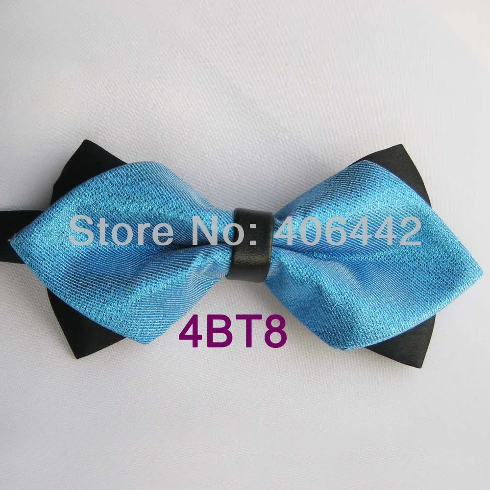 Yibei Coachella Ties Diamond Design Black & Light Blue Two Tone Bow Tie Adjustable Adults Tuxedo