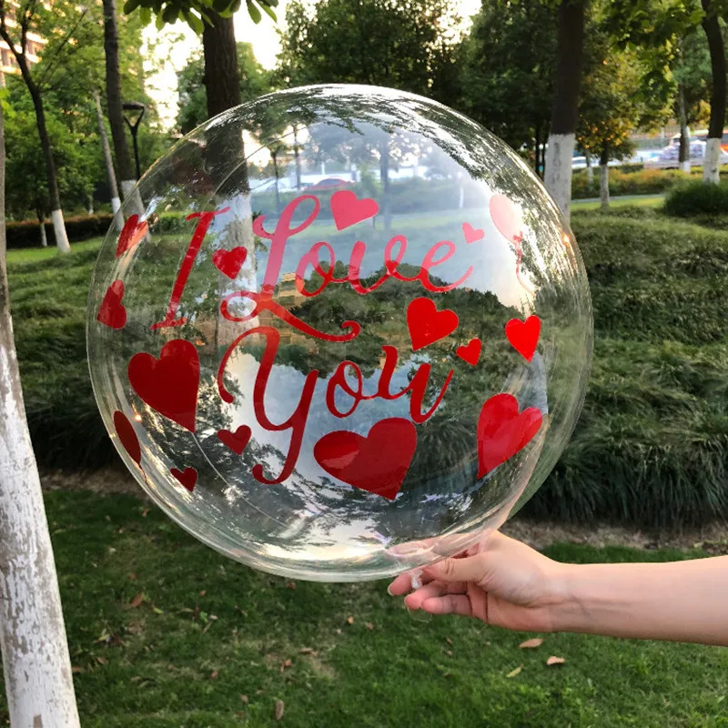 Красный я люблю тебя наклейки с 24 дюймов без морщин прозрачный ПВХ пузырь набор воздушных шаров Свадьба День святого Валентина гелиевые шары Декор