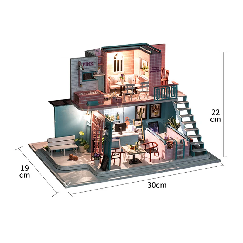 Новинка, миниатюрные куклы для кукольного домика, дом, дом из дерева, вилла, модель с конструкцией, рождественский подарок, игрушки для детей K034# EE