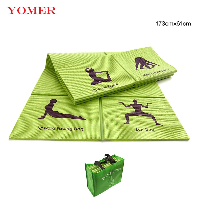 YOMER Коврик для йоги 8 мм коврики для йоги коврик для фитнеса ПВХ материал для упражнений гимнастические коврики складной уникальный дизайн фитнес с сумкой для йоги