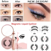 Hot Sale Magnetic Eyeliner Eyelashes Kit 3D Eyelashes& Liquid Eyeliner with False Lashes Eyelash Curler Reusable Eyelash