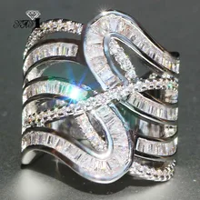 YaYI кольцо с голубым кристаллом 7,5 CT белый цирконий серебристый цвет обручальные кольца Свадебные Кольца Сердце Девушки вечерние кольца Подарки 885