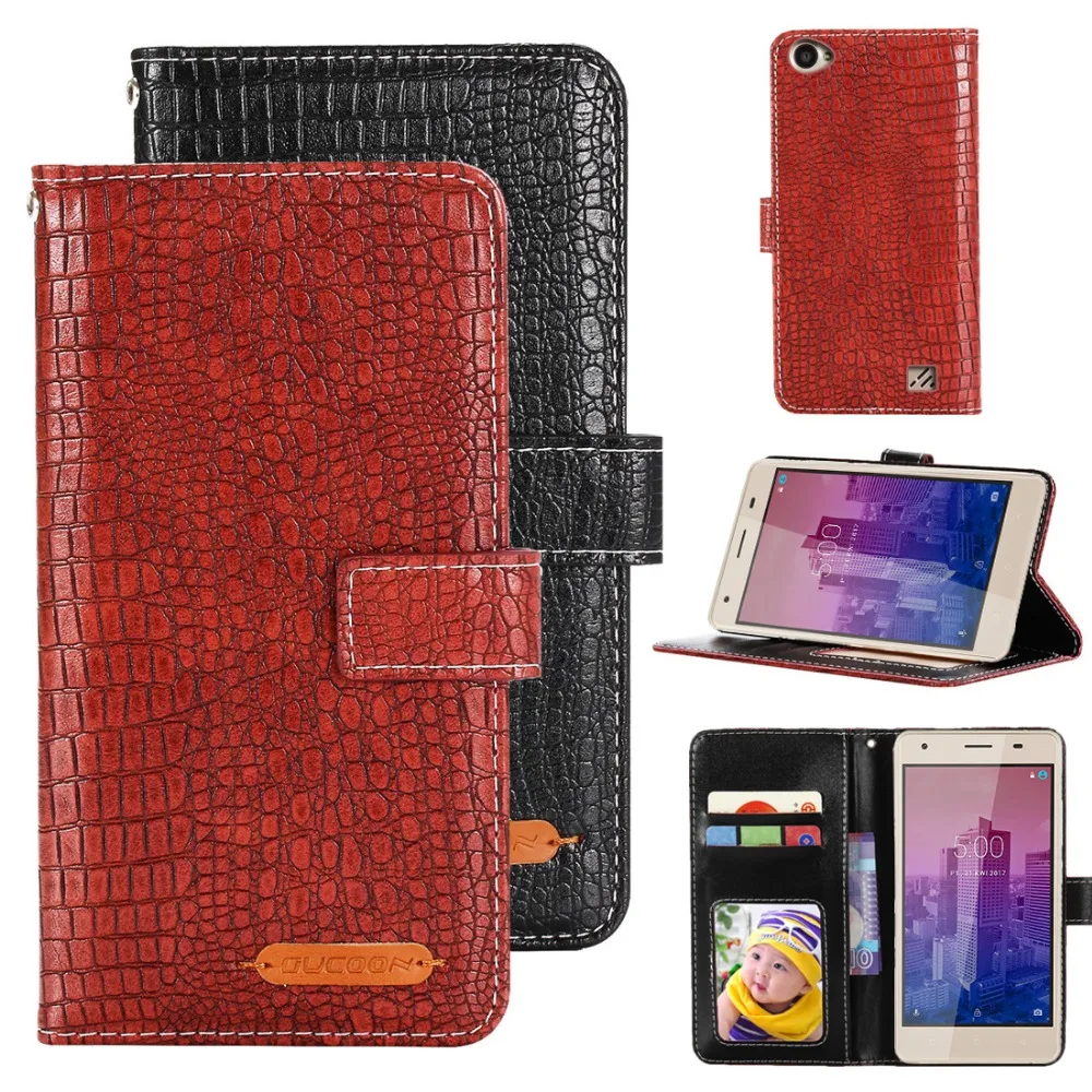 

GUCOON Crocodile Wallet for Kruger&Matz Flow 5 KM0446 Case Luxury PU Leather Phone Bag for Kruger&Matz Flow5 KM0446 Cover Purse
