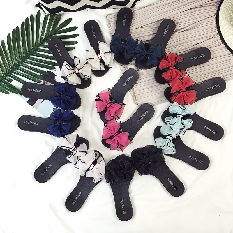 

Summer new bow comfortable slippers home indoor waterproof non-slip flat slippers.
