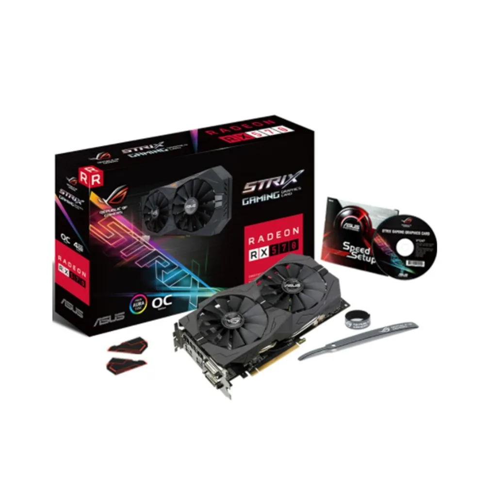 ASUS ROG Strix Radeon RX 570 O4G Gaming OC Edition GDDR5 DP HDMI DVI VR Ready AMD Graphics Card (ROG-STRIX-RX570-O4G-GAMING)