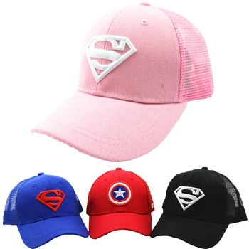 3-10 Yrs Children Hats Superman Baseball Cap Captain America Baby Hip Hop Hats Summer Fashion Boy Snapback Boys Hip Hop Kids Hat