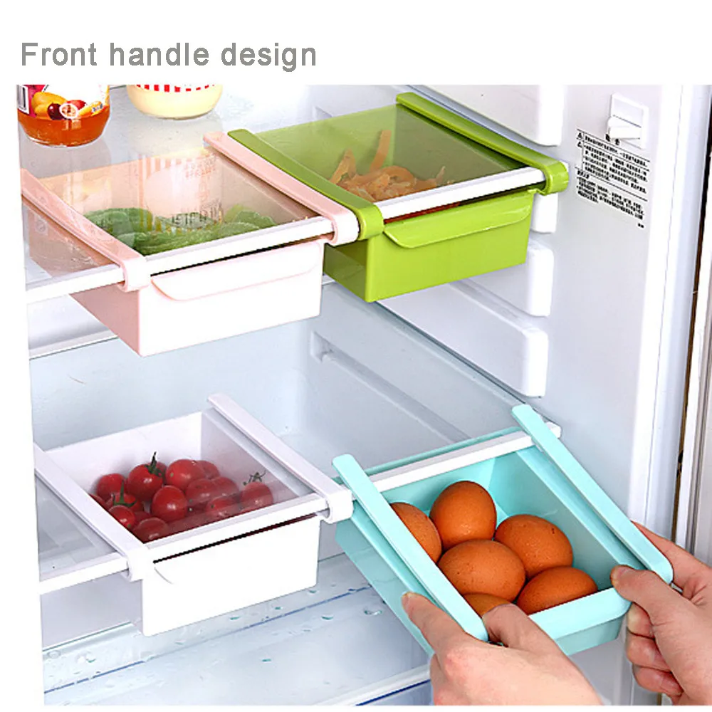

Kitchen Fridge Freezer Slide Drawer type Space Saver Storage Organizer Rack Shelf Holder Storage Boxes Bins Plastic Box