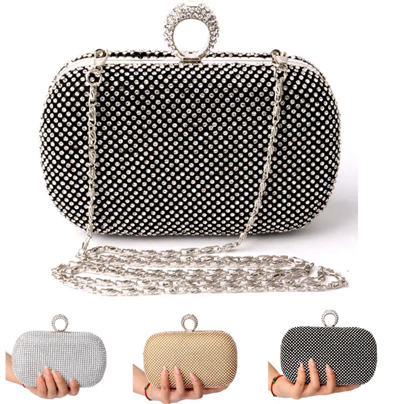 Sale Diamond Rhinestone Evening Clutch Bag Free Shipping Finger Ring