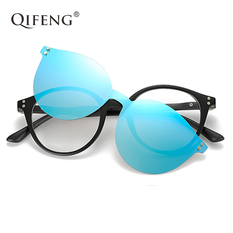 

QIFENG Optical Eyeglasses Frame Men Women Clip On Magnets Polarized Sunglasses Myopia Glasses Spectacle Frame For Male QF049