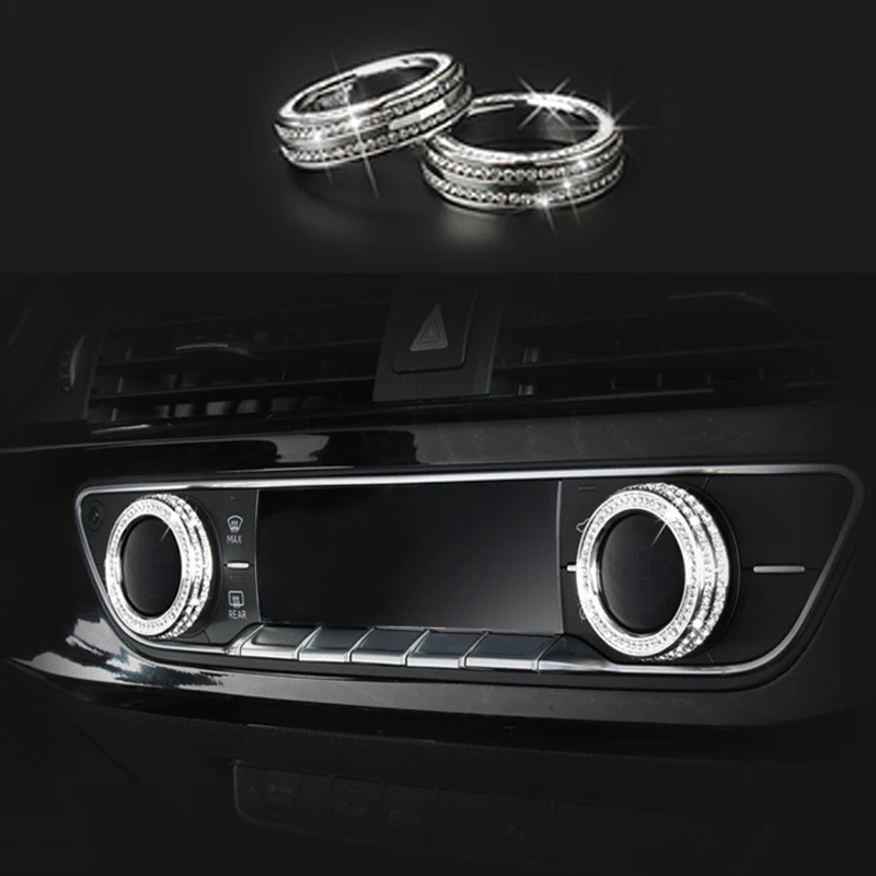 car accessories 2pcs Diamond Style Center AC Adjust Switch Cover Trim For Audi A5 2018 &amp A4 B9 2017-2018 | Автомобили и