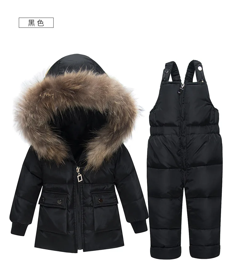 Winter Kids Clothes girls boys down coat hooded kids warm snowsuit outerwear+ romper clothing set kids winter jackets