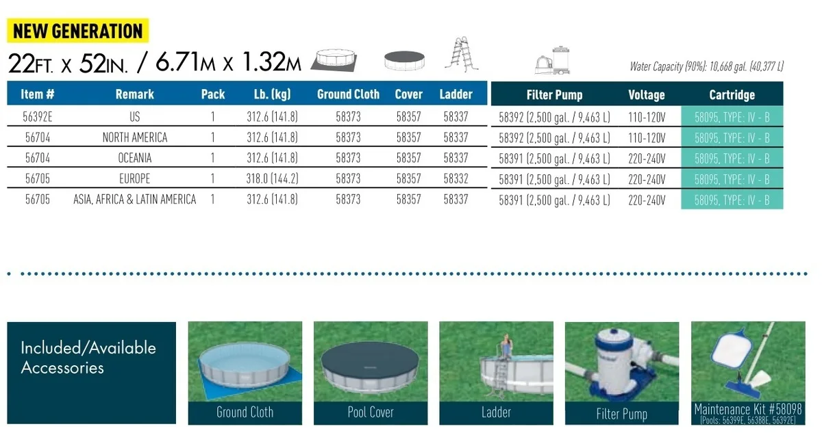 56705 Bestway силовая сталь 671x132 см круглая рама бассейн набор 22 фута* 52 дюйма открытый над земным бассейном+ крышка, коврик, лестница, фильтр