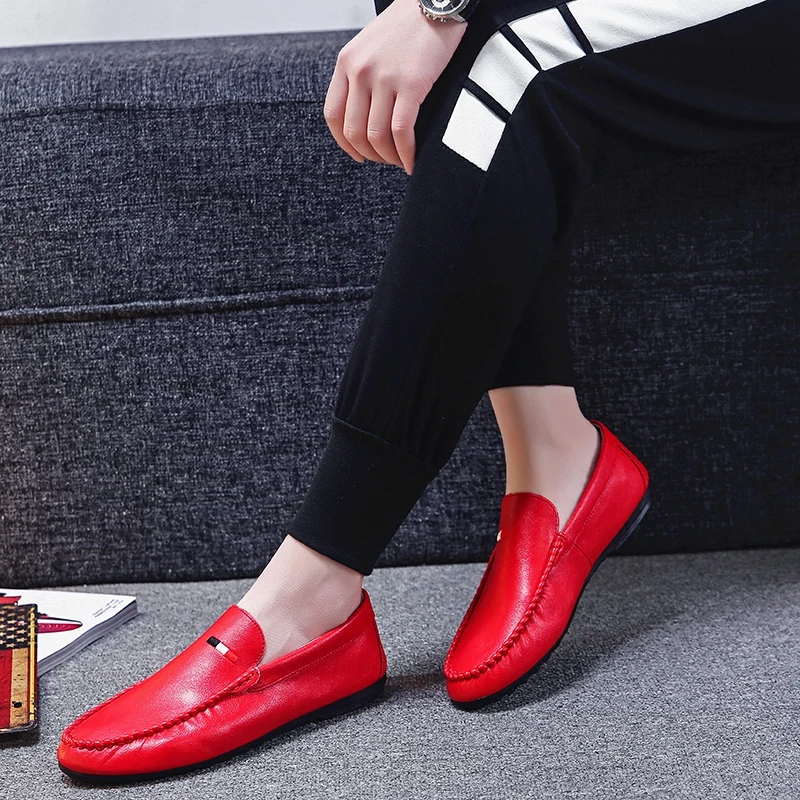 

2018 new High Quality Leather Men Shoes Soft Moccasins Loafers Fashion Men Flats Comfy Driving Shoes 5