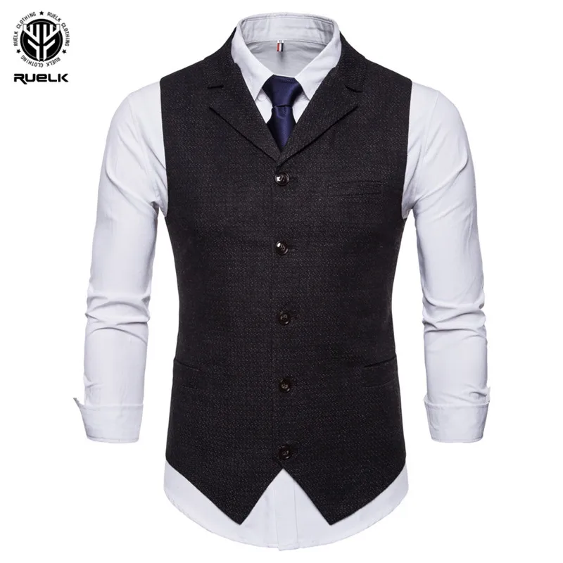 RUELK New Style Double Breasted Vintage Suit Vests for Men Slim Men ...