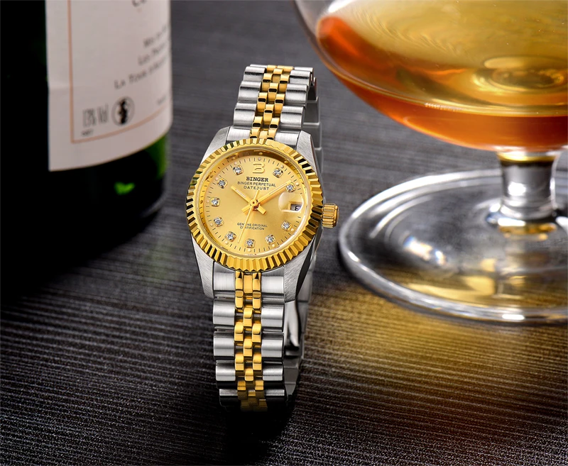 Switzerland BINGER часы для пары Мужские автоматические механические Wo мужские s часы лучший бренд класса люкс парные наручные часы сапфир reloj hombr