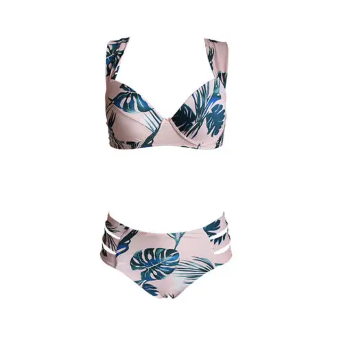 Push Up Padded Bra Bikini Set Floral Swimwear Women Bathing Suit 2018 Summer High Waist Hollow Out Bottom Leaves Women Swimsuit Push Up Padded Bra Bikini Set Floral Swimwear Women Bathing Suit 2018 Summer High Waist Hollow Out Bottom Leaves Women Swimsuit