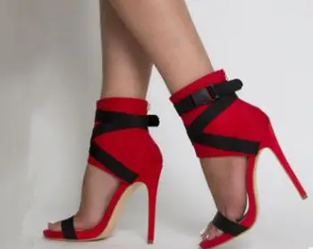 

Moraima snc Sexy short Cover Heel Sexy Rome Style Sandals Pink fish mouth stiletto sexy elegant fashion Women's Shoes