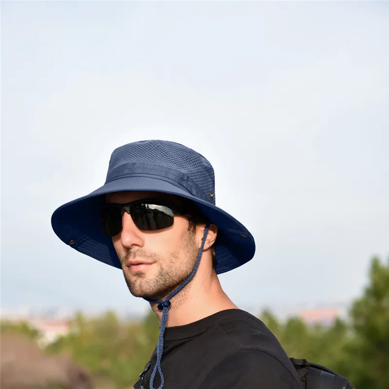

JAYCOSIN Outdoor Hats Fashion Mans Summer Sun Hat Protection Solid Polyester Fishing Bucket Mesh Boonie Hat Dropship Apr2