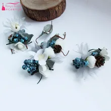 Синий Очаровательная шпилька для волос свадебный головной убор сосновые шишки фея Мори Свадебные аксессуары 3 вещей ZH019