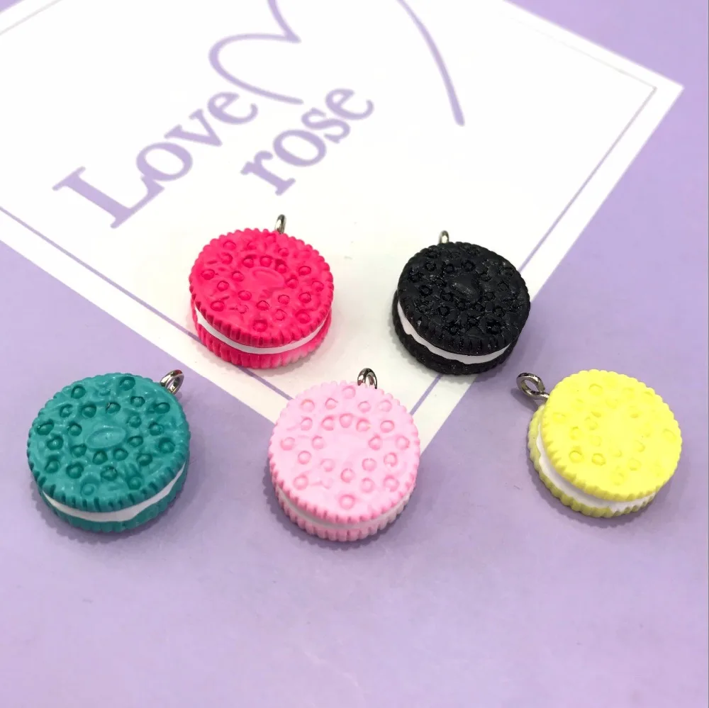

10pcs16*16mm resin simulation cookies charms Jewelry necklace pendant keychain charms for earring DIY decoration gift