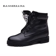 BASSIRIANA Nouveau Cheville Bottes Zip mode automne hiver chaussures femmes bottes courtes de mode en métal chaussures bottes vente taille 35-40
