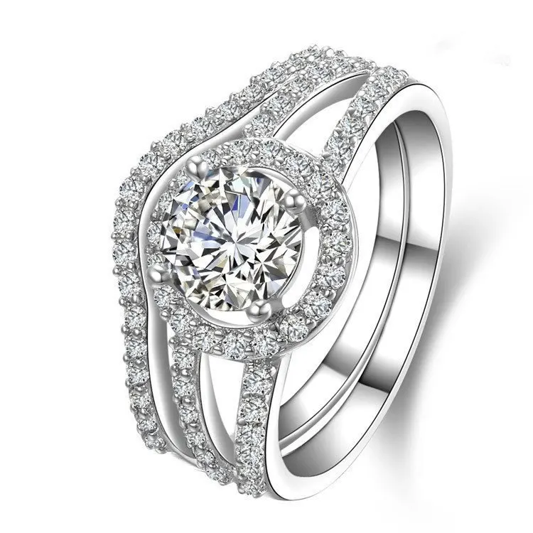 Роскошное дизайнерское свадебное кольцо с браслетом 2 карата имитирующее