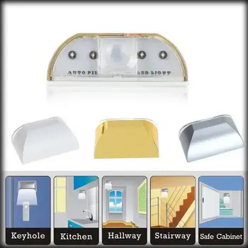 

by dhl or ems 50 pcs Auto PIR Door Keyhole Motion Sensor Detector LED Light Lamp Silver 4Leds Led Sensor Motion Lamp