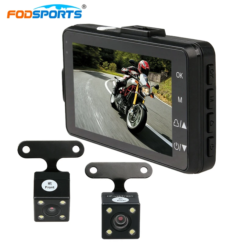 Fodsports 3 inch motorcycle font b camera b font DVR 720P motorbike video recorder dual lens