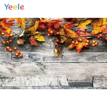 

Yeele Old Wooden Board Maple Leaves Berry Autumn Baby Photography Backgrounds Customized Photographic Backdrops for Photo Studio