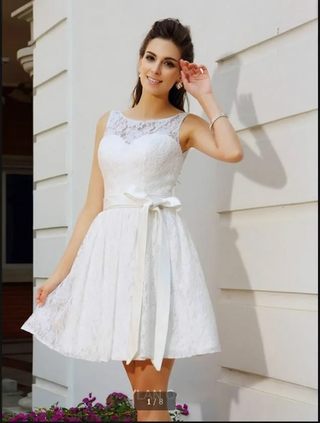 New arrival 2016 white lace short wedding dress petite ...