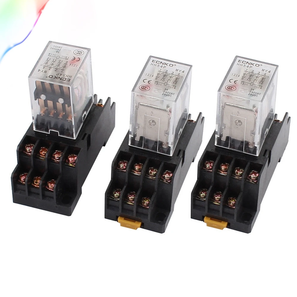 3 Pcs AC 110V Coil Power Relay HH54PL 14PIN With Socket Base | Обустройство дома