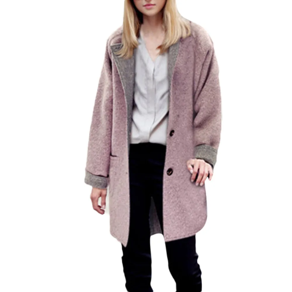 

Feitong Winter Women Lapel Wool Coat Solid Trench Jacket Loose Plus Overcoat Streetwear Elegant For Female Outwear Coat /PT