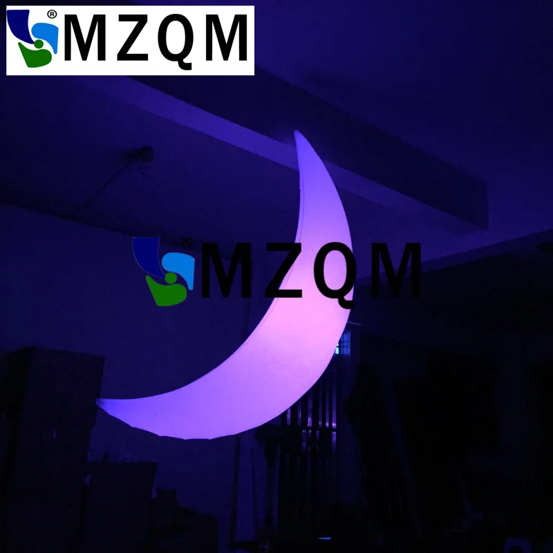 

MZQM Color changing LED lighting inflatable star with graphics for party decoration Crescent moon