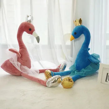

35\55CM swan plush toys cute flamingo doll stuffed soft animal doll ballet swan with crown baby kids appease toy gift for girl