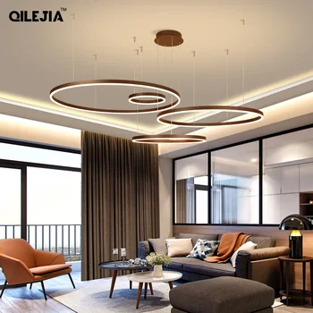 

Modern pendant lights for living room foyer room 1/2/3 Circle Rings acrylic aluminum body LED Pendant Lamp fixtures home dero