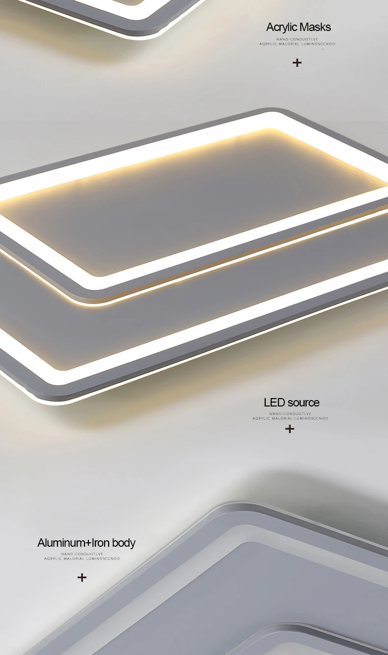 NEO Gleam серый цвет Современные светодиодные потолочные лампы для гостиной спальни Кабинета прямоугольник/Круглый/квадратный потолочный светильник 90-260 в
