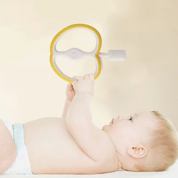 

Baby Teether Apple Shape Teether Silicone New Baby Dental Care Toothbrush Training Baby Care