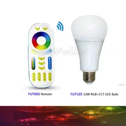 Ми. light 2.4 г 12 Вт E27 RGB + CCT Беспроводной светодиодные лампы затемнения 2 в 1 умный свет + FUT092 2.4 г РФ дистанционного