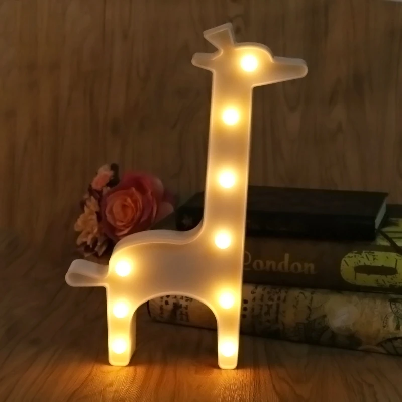 

3D Marquee Giraffe Table Lamp 9 LED Battery Operated Night Light Children's Room Decor