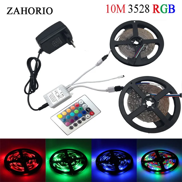 SMD RGB LED Strip Light 5050 2835 10M 5M LED Light rgb Leds tape diode ribbon Flexible Controller DC 12V Adapter set free ship